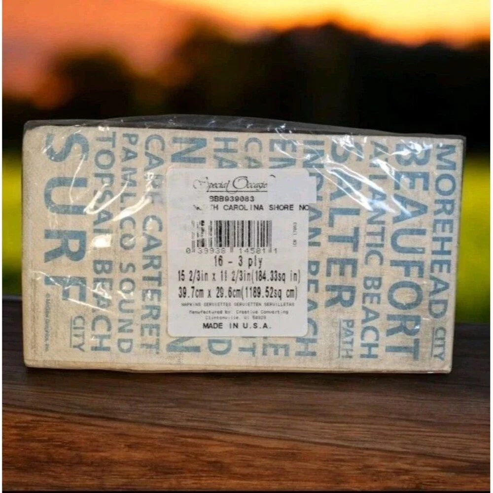 North Carolina Shore 16 count Pkg Dinner Napkins Paper Guest Towels NEW